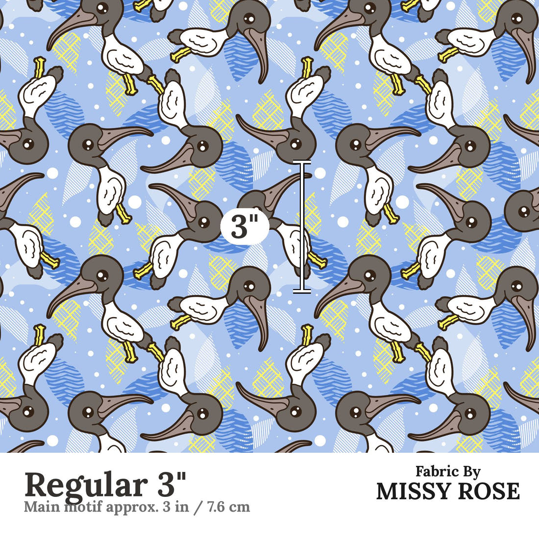Design 1036 Bin Chicken Fabric Regular 3 inch print scale guide | Fabric by Missy Rose