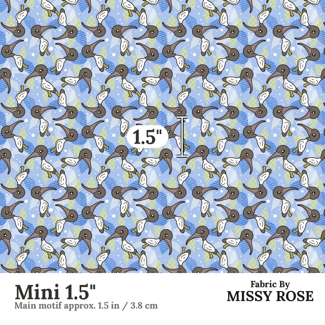 Design 1036 Bin Chicken Fabric Mini 1.5 inch print scale guide | Fabric by Missy Rose
