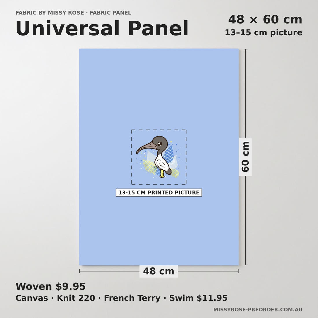 Design 1036 Bin Chicken Panel universal panel sizing – 13–15 cm printed picture on 48 × 60 cm fabric | Fabric by Missy Rose