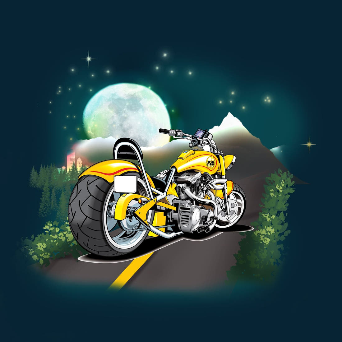 Design 1037 Motorbike Panel – full artwork close-up of the printed picture | Fabric by Missy Rose