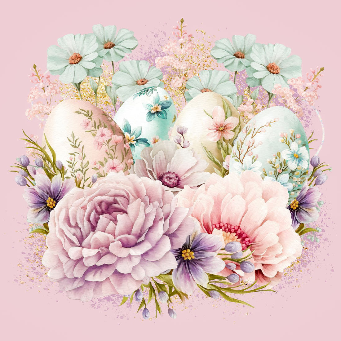 Design 1038 Floral Egg Panel – full artwork close-up of the printed picture | Fabric by Missy Rose