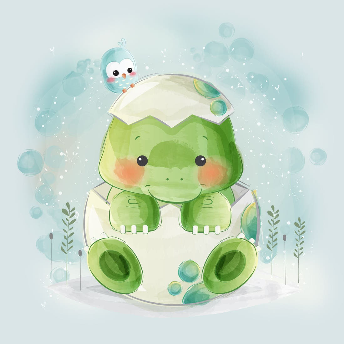Design 1039 Baby Dino Panel – full artwork close-up of the printed picture | Fabric by Missy Rose