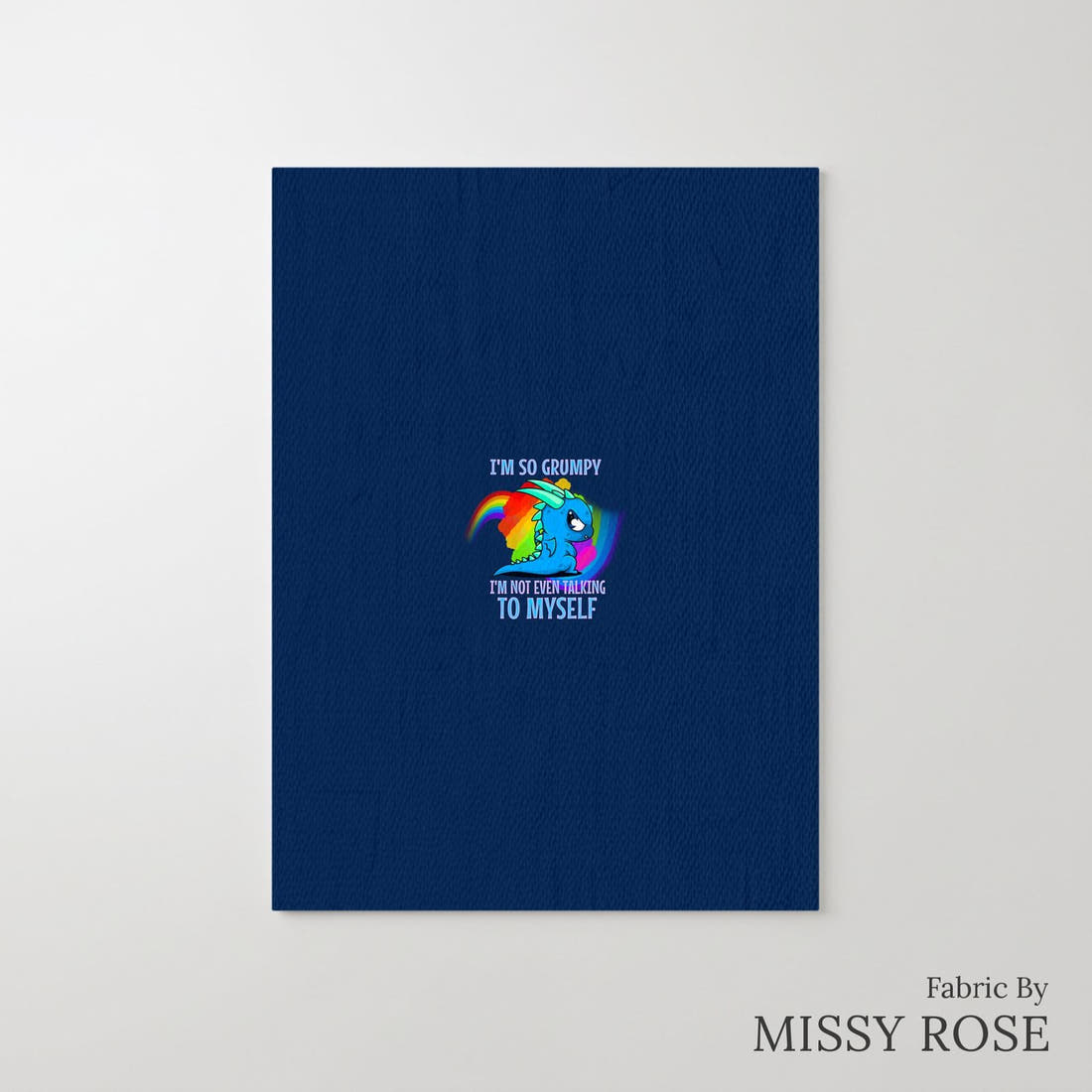 Design 104 Grumpy Dragon Panel – printed fabric panel with centred picture, custom printed to order | Fabric by Missy Rose