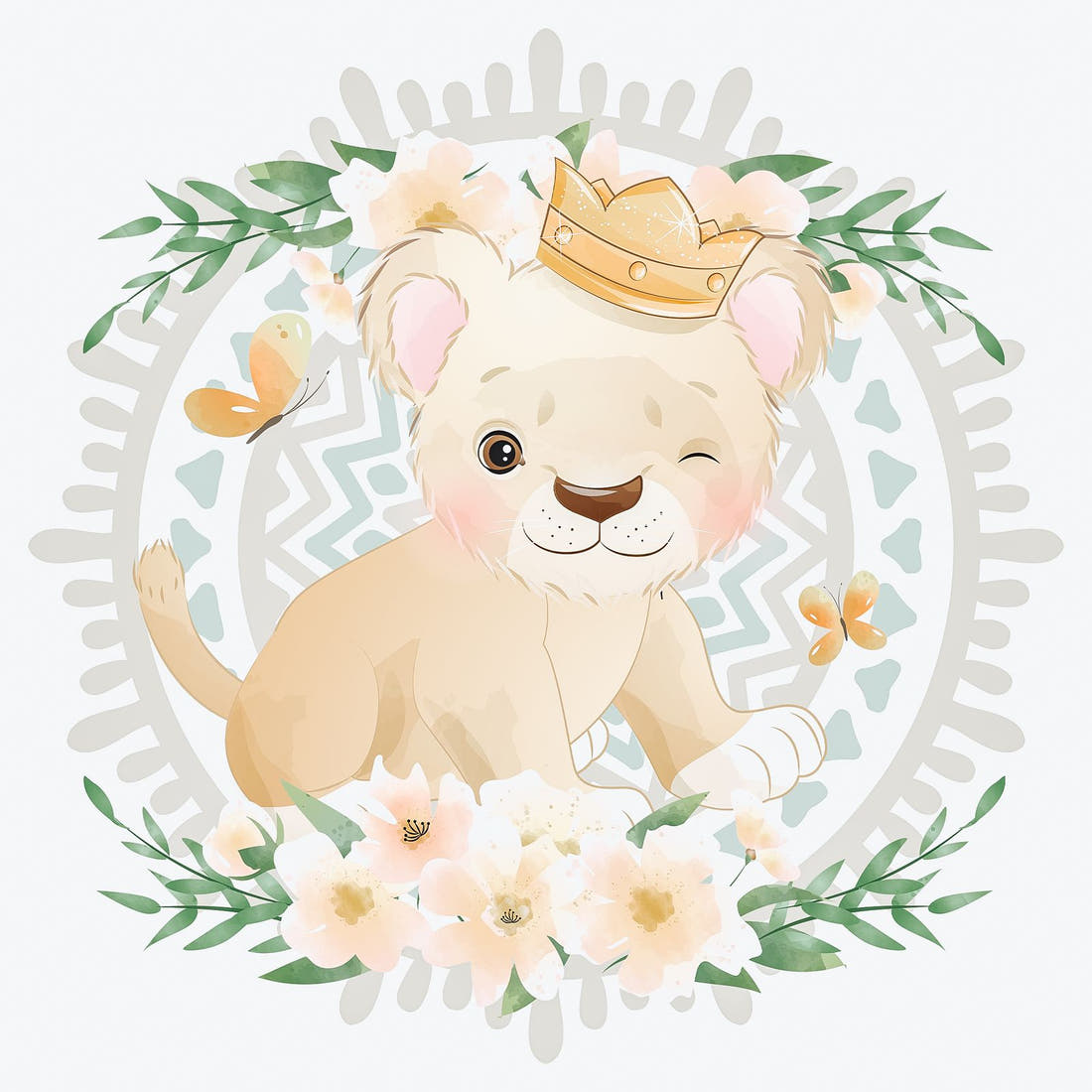 Design 1043 Lion Panel – full artwork close-up of the printed picture | Fabric by Missy Rose