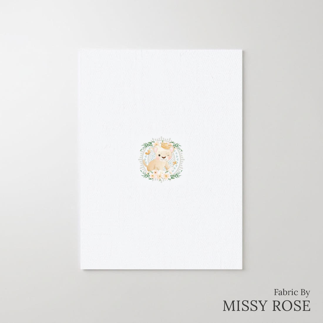 Design 1043 Lion Panel – printed fabric panel with centred picture, custom printed to order | Fabric by Missy Rose