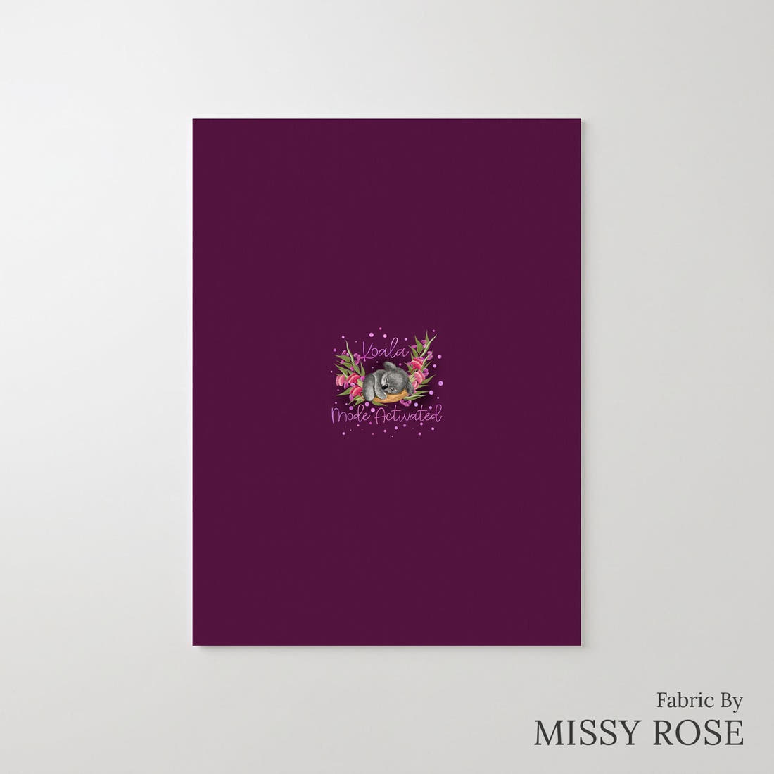 Design 1044 Floral Koala Panel – printed fabric panel with centred picture, custom printed to order | Fabric by Missy Rose