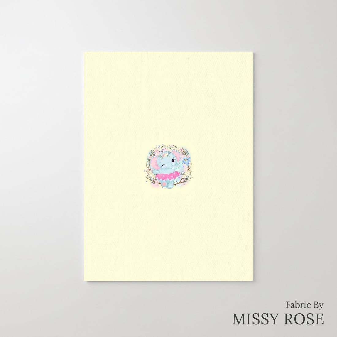 Design 1045 Yellow Elephant Panel – printed fabric panel with centred picture, custom printed to order | Fabric by Missy Rose
