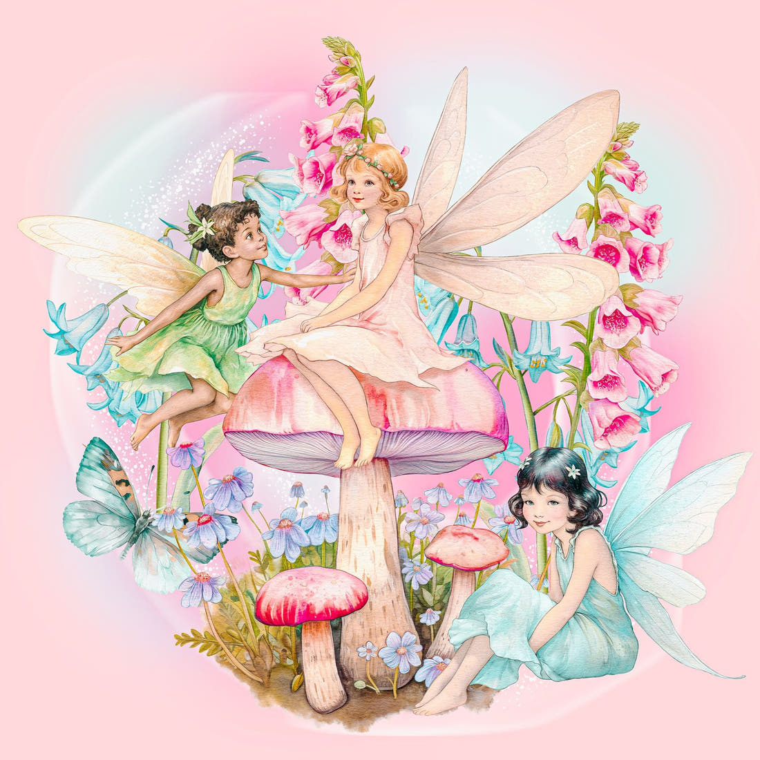 Design 1046 Whimsical Fairy Panel – full artwork close-up of the printed picture | Fabric by Missy Rose