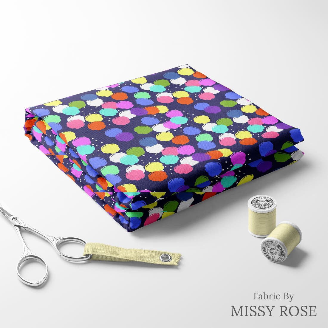 Design 1047 Geometric Fabric folded fabric stack with matching thread – pre-order fabric Australia | Fabric by Missy Rose