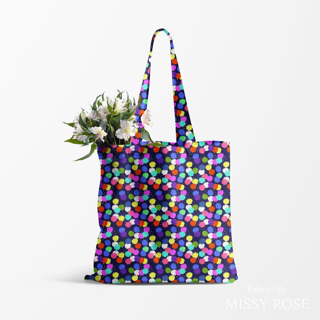 Design 1047 Geometric Fabric made up as a tote bag – see how the print looks made up | Fabric by Missy Rose