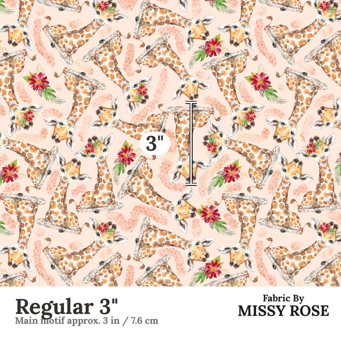Design 1048 Giraffe Fabric Regular 3 inch print scale guide | Fabric by Missy Rose