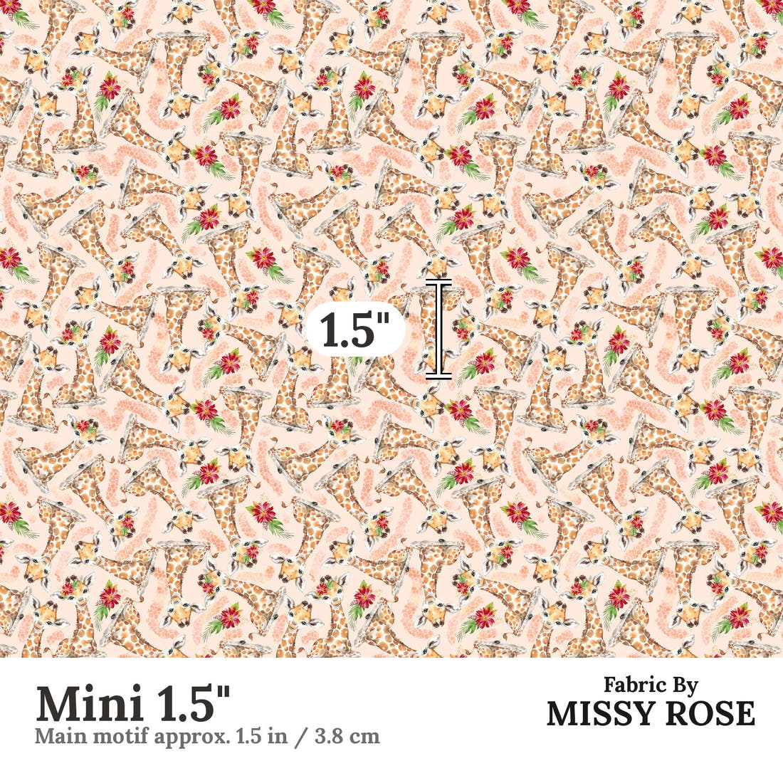 Design 1048 Giraffe Fabric Mini 1.5 inch print scale guide | Fabric by Missy Rose