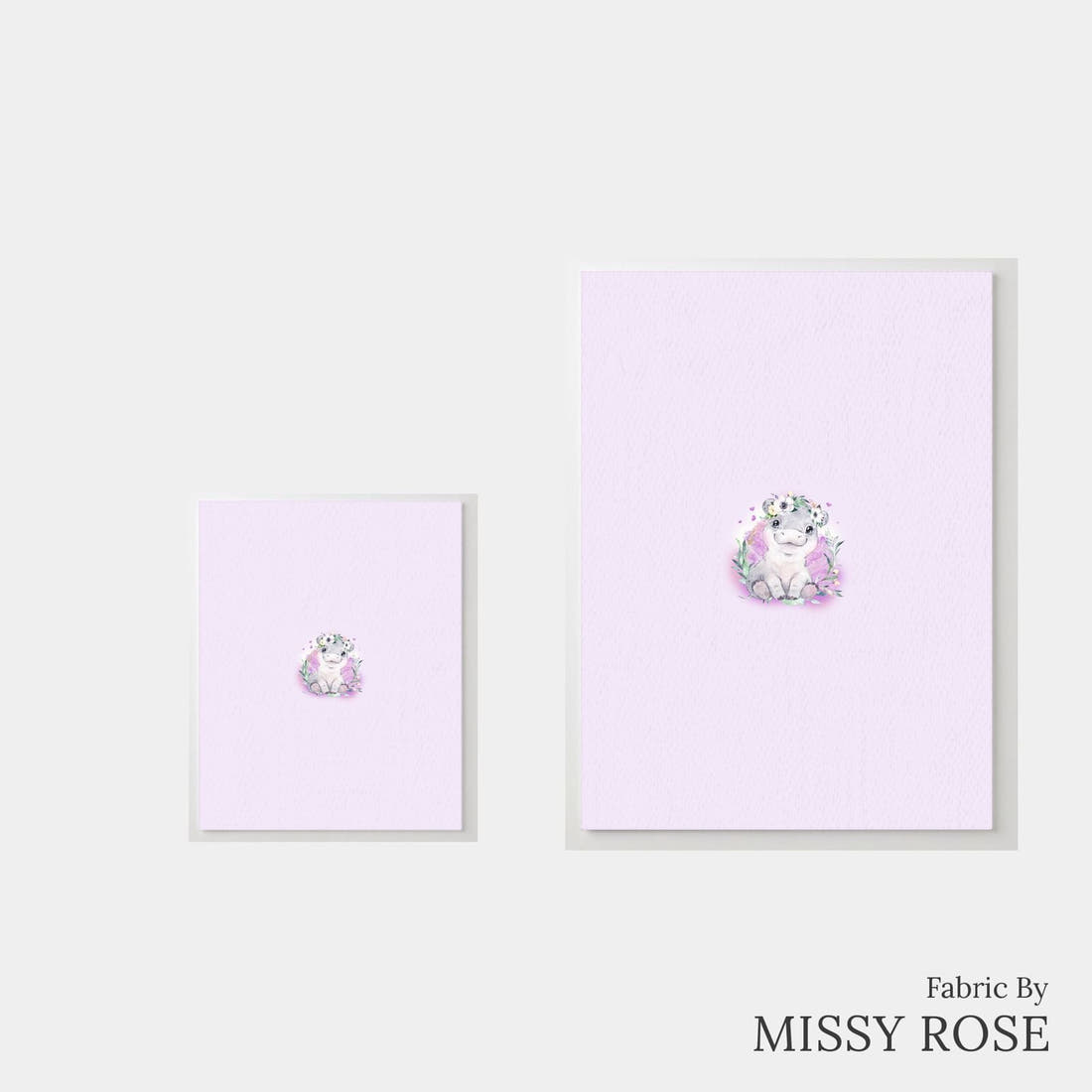 Design 1049 Purple Hippo Panel – universal and adult panel sizes side by side | Fabric by Missy Rose