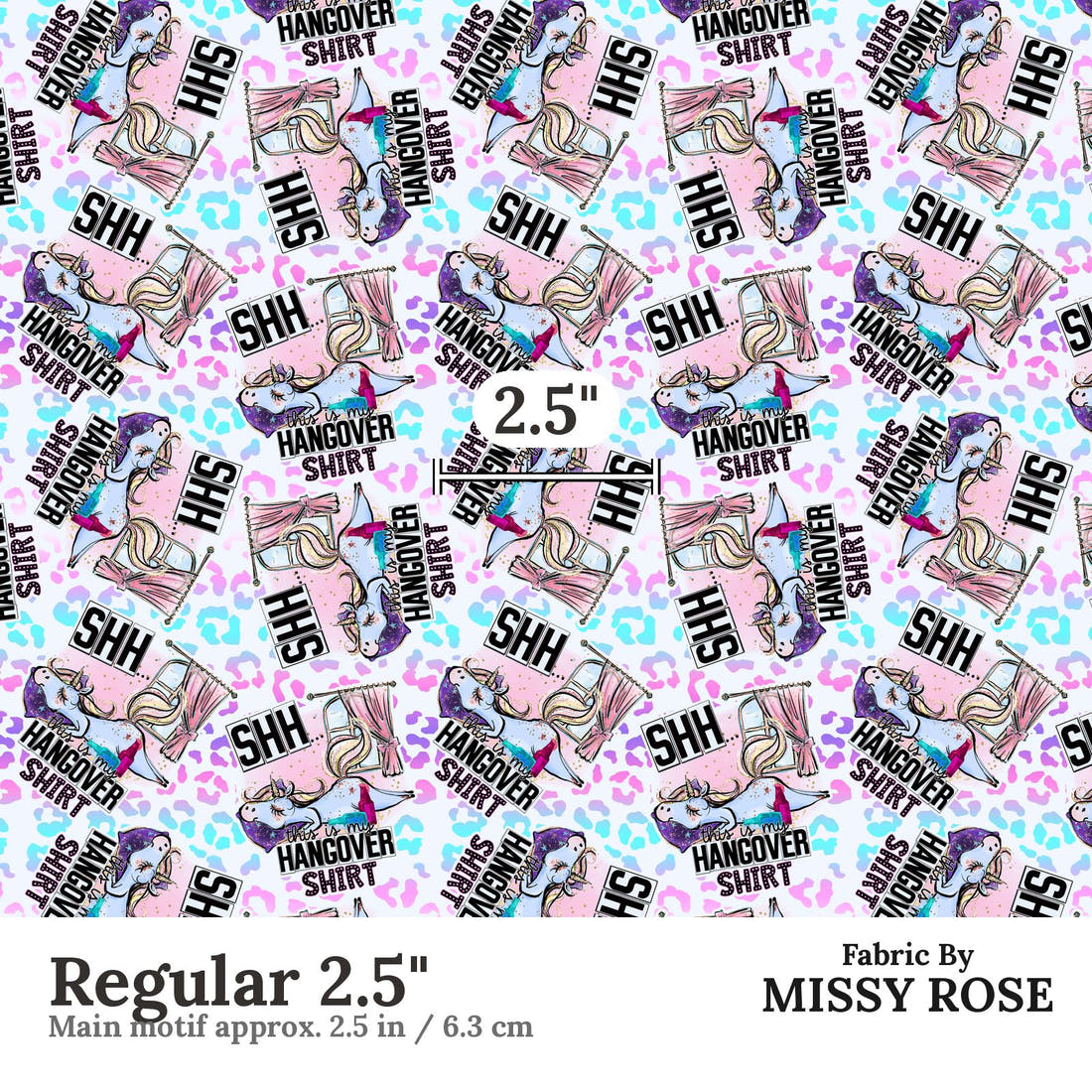 Design 105 Hangover Shirt Fabric Regular 2.5" - print scale | Fabric by Missy Rose