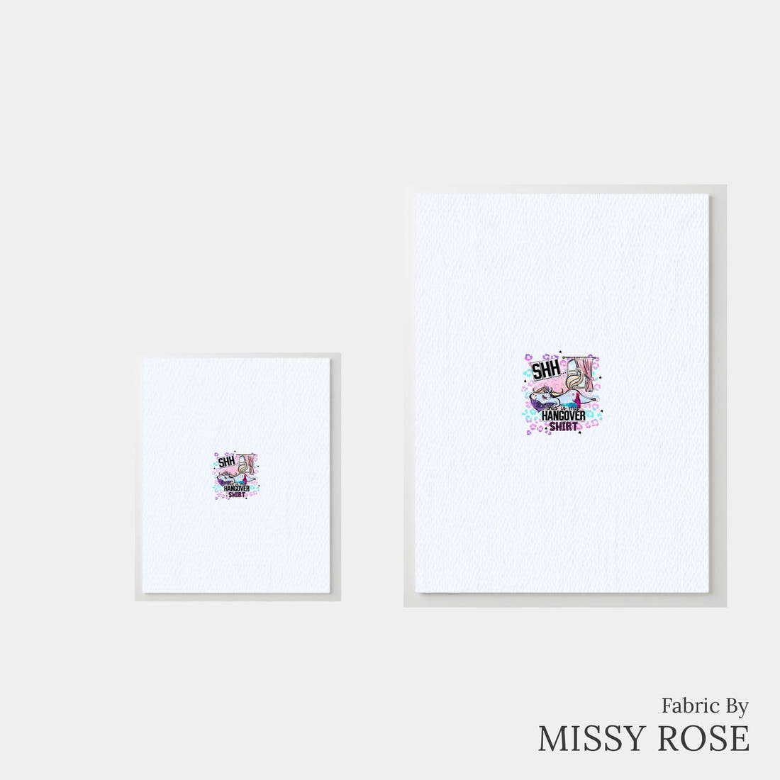 Design 105 Hangover Shirt Panel – universal and adult panel sizes side by side | Fabric by Missy Rose