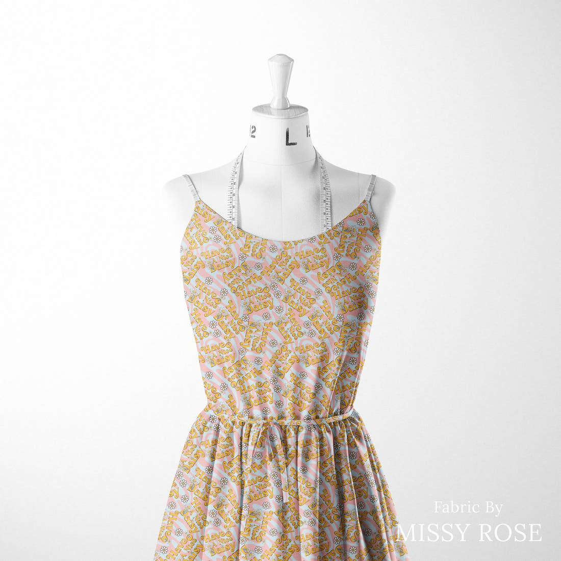Design 1050 Daisy Fabric sewn into a women's dress – see how the print looks made up | Fabric by Missy Rose