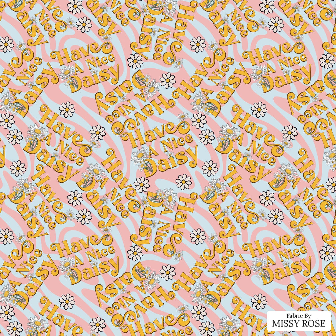 Design 1050 Daisy Fabric – flat view of the print, zoom in for detail | Fabric by Missy Rose