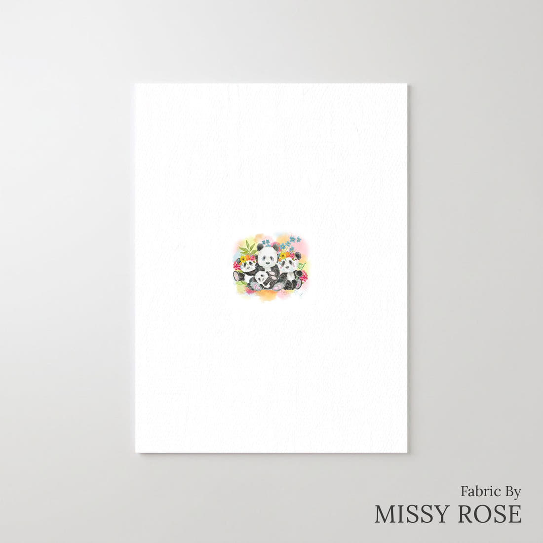 Design 1053 Floral Panda Panel – printed fabric panel with centred picture, custom printed to order | Fabric by Missy Rose