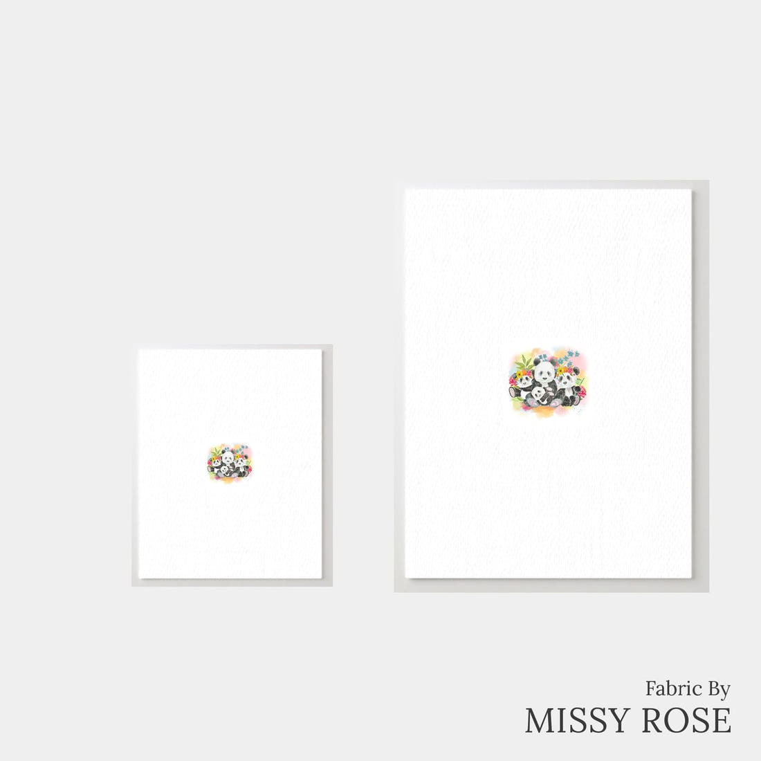 Design 1053 Floral Panda Panel – universal and adult panel sizes side by side | Fabric by Missy Rose