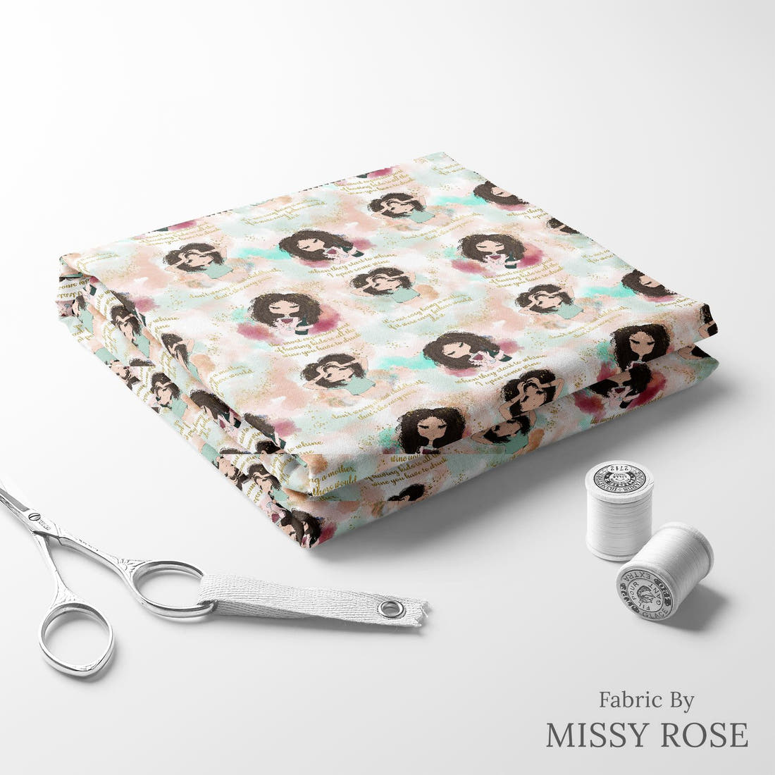 Design 1054 Joke Fabric folded fabric stack with matching thread – pre-order fabric Australia | Fabric by Missy Rose
