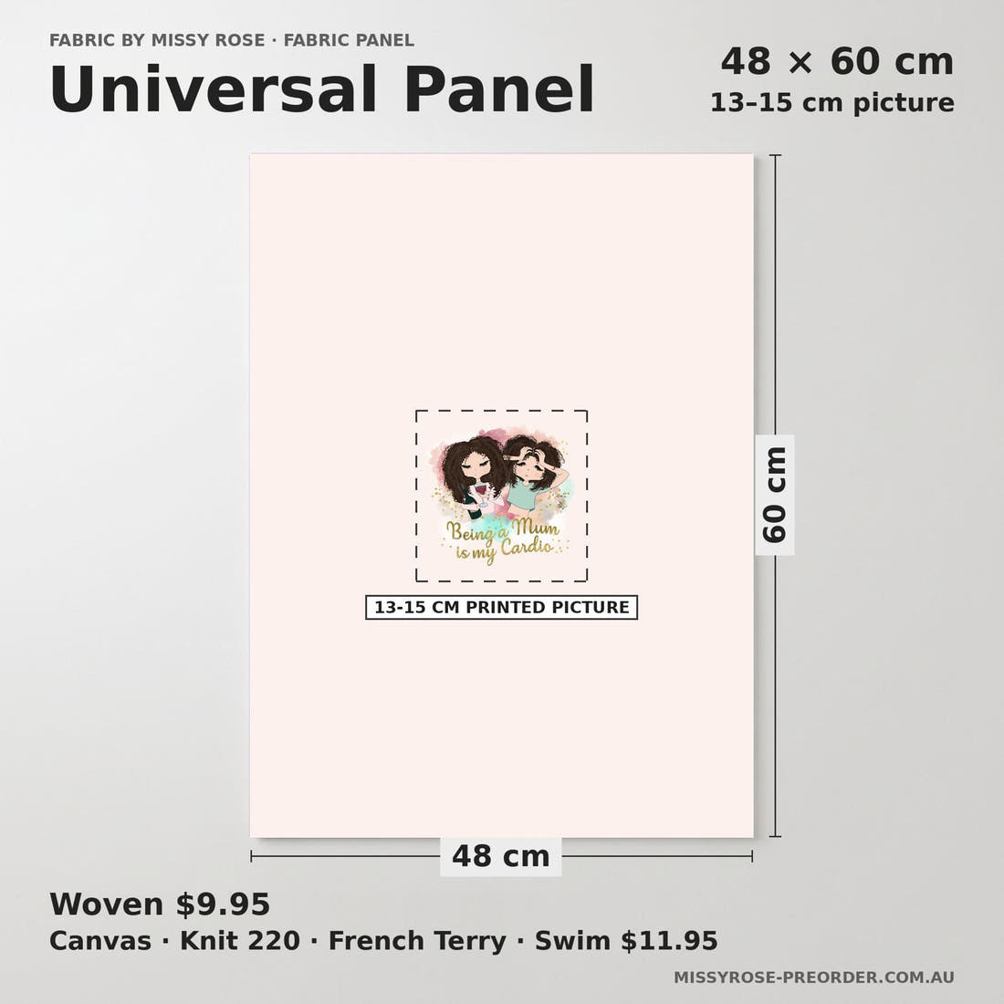 Design 1054 Joke Panel universal panel sizing – 13–15 cm printed picture on 48 × 60 cm fabric | Fabric by Missy Rose