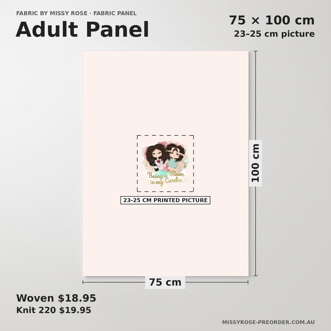 Design 1054 Joke Panel adult panel sizing – 23–25 cm printed picture on 75 × 100 cm fabric | Fabric by Missy Rose