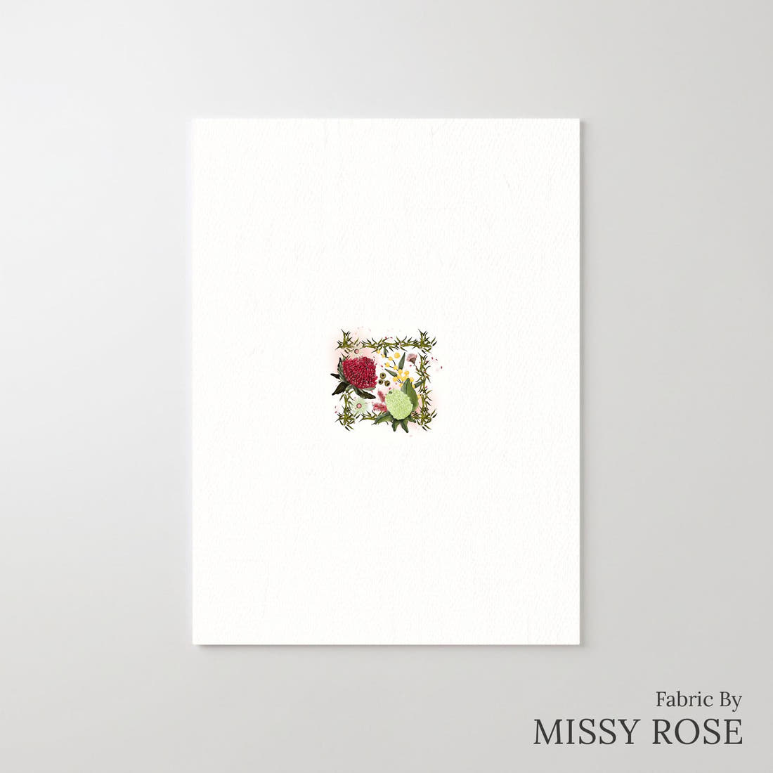Design 1055 Australian Floral Panel – printed fabric panel with centred picture, custom printed to order | Fabric by Missy Rose