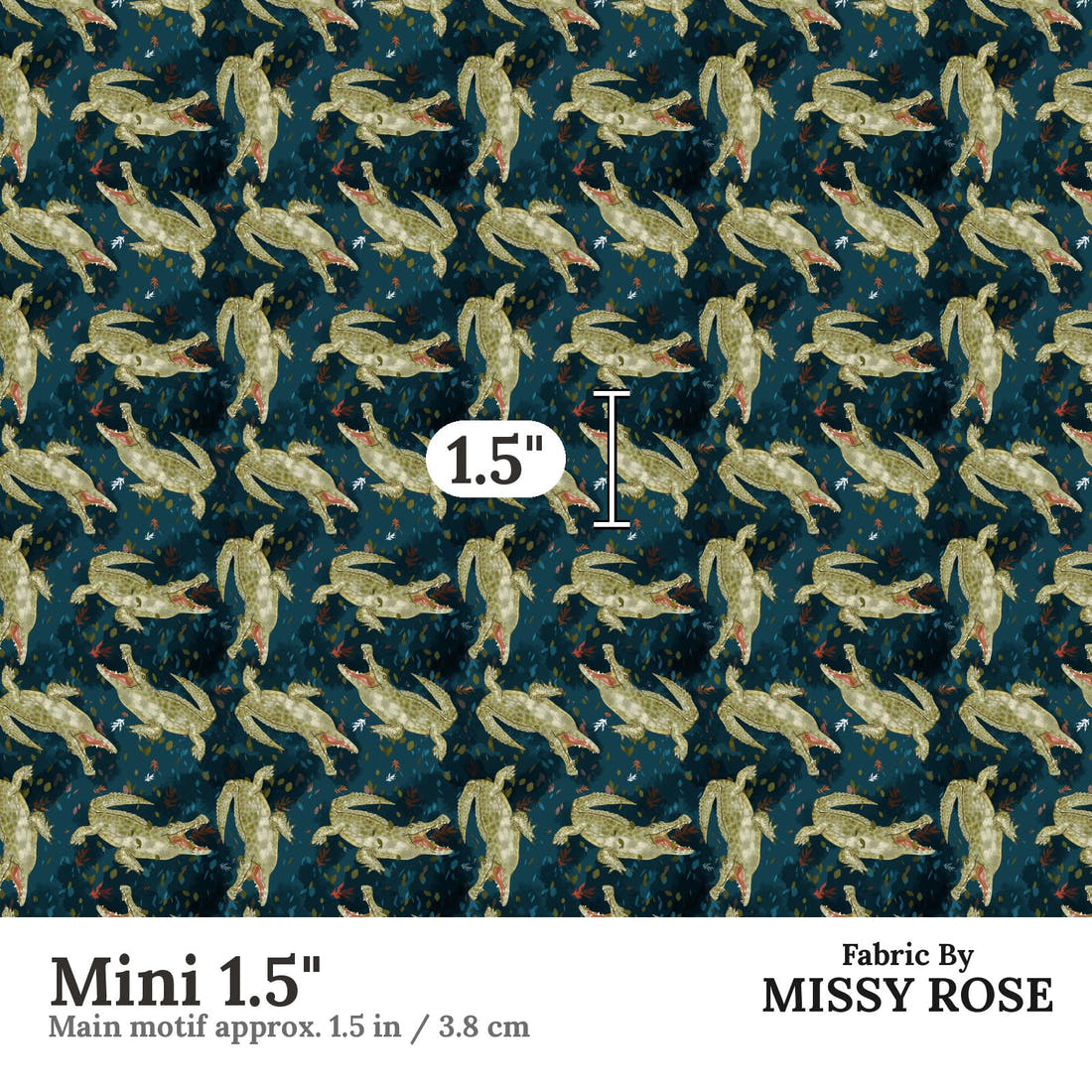 Design 1056 Crocodile Fabric Mini 1.5 inch print scale guide | Fabric by Missy Rose