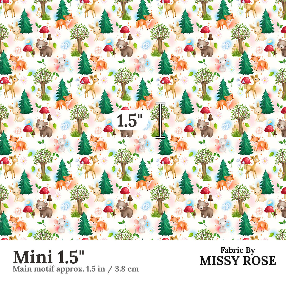Design 1058 Woodlands Fabric Mini 1.5 inch print scale guide | Fabric by Missy Rose