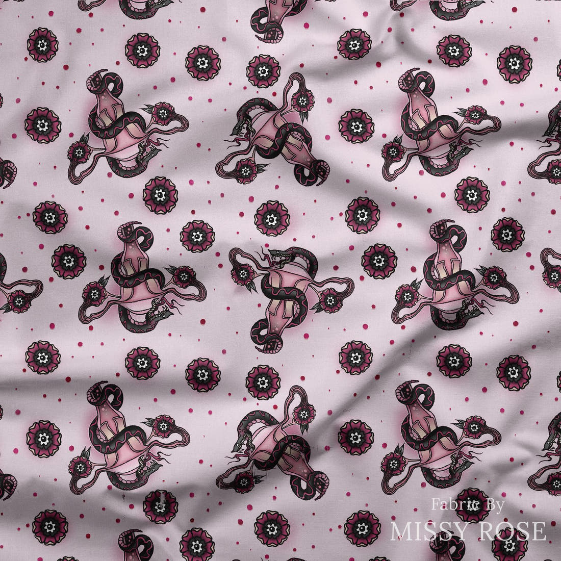Design 1059 Endo Fabric draped fabric mockup – custom printed fabric by the metre | Fabric by Missy Rose