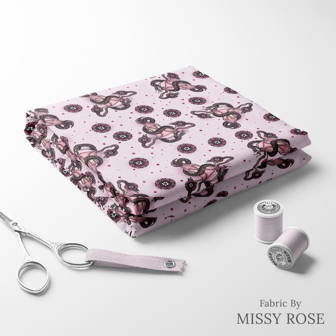 Design 1059 Endo Fabric folded fabric stack with matching thread – pre-order fabric Australia | Fabric by Missy Rose
