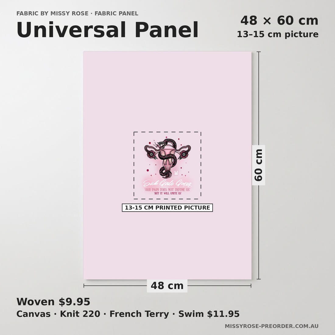 Design 1059 Endo Panel universal panel sizing – 13–15 cm printed picture on 48 × 60 cm fabric | Fabric by Missy Rose