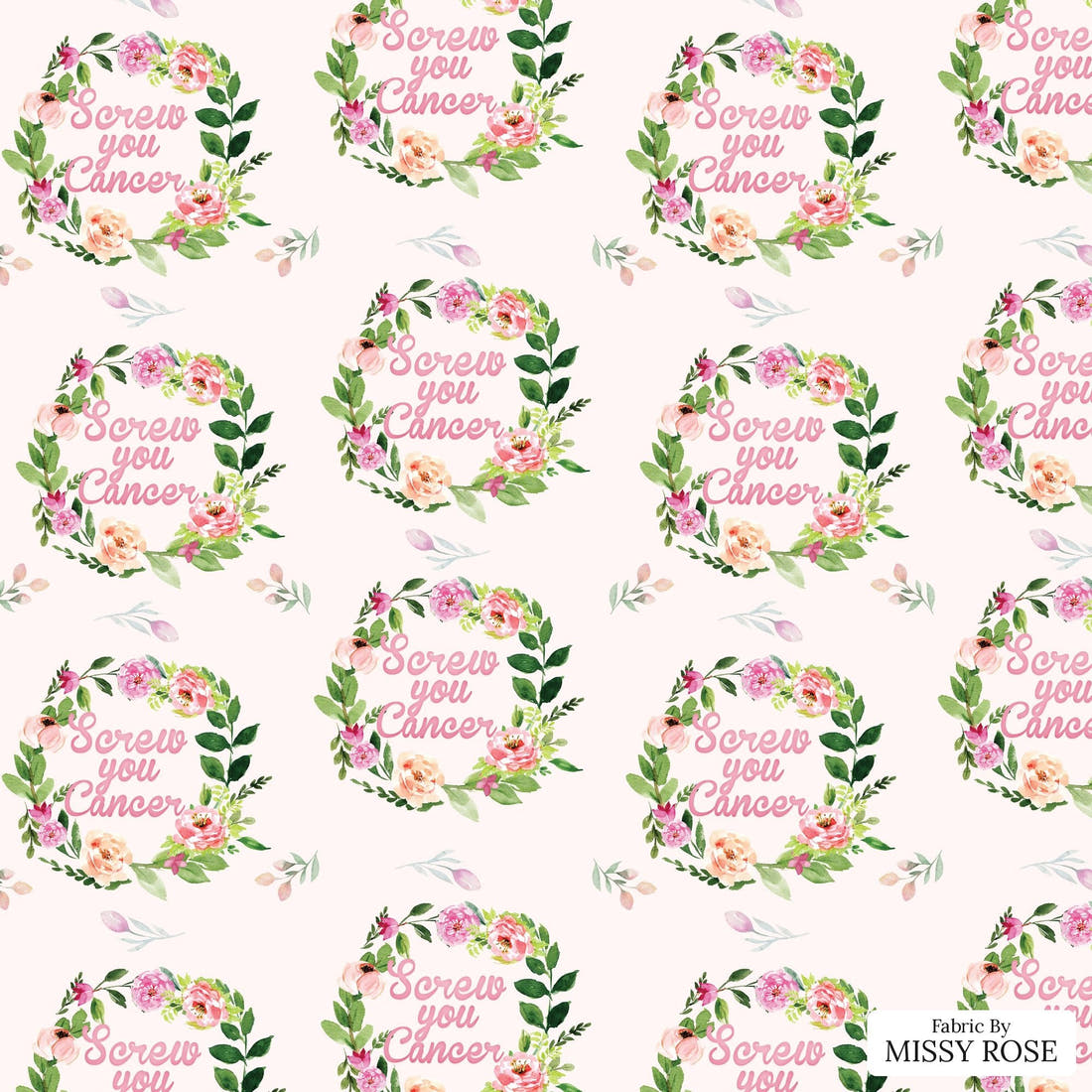 Design 1060 Screw Cancer Fabric – flat view of the print, zoom in for detail | Fabric by Missy Rose