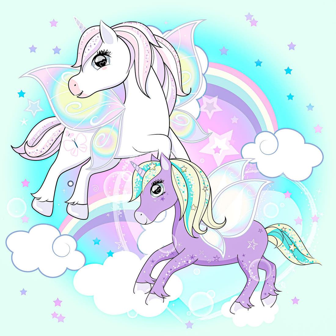 Design 1061 Unicorn Panel – full artwork close-up of the printed picture | Fabric by Missy Rose