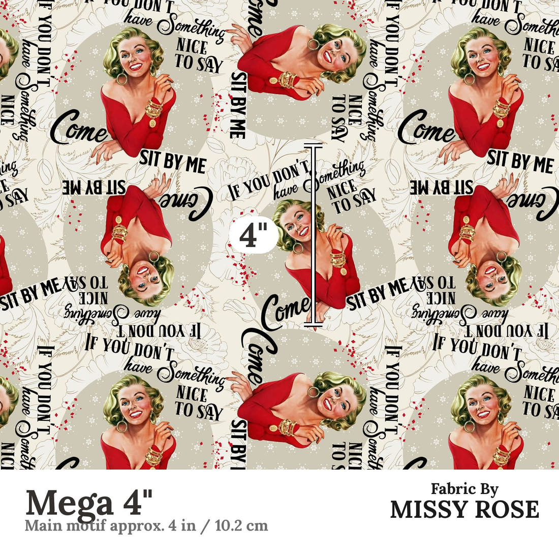 Design 1062 Funny Retro Fabric Mega 4 inch print scale guide | Fabric by Missy Rose