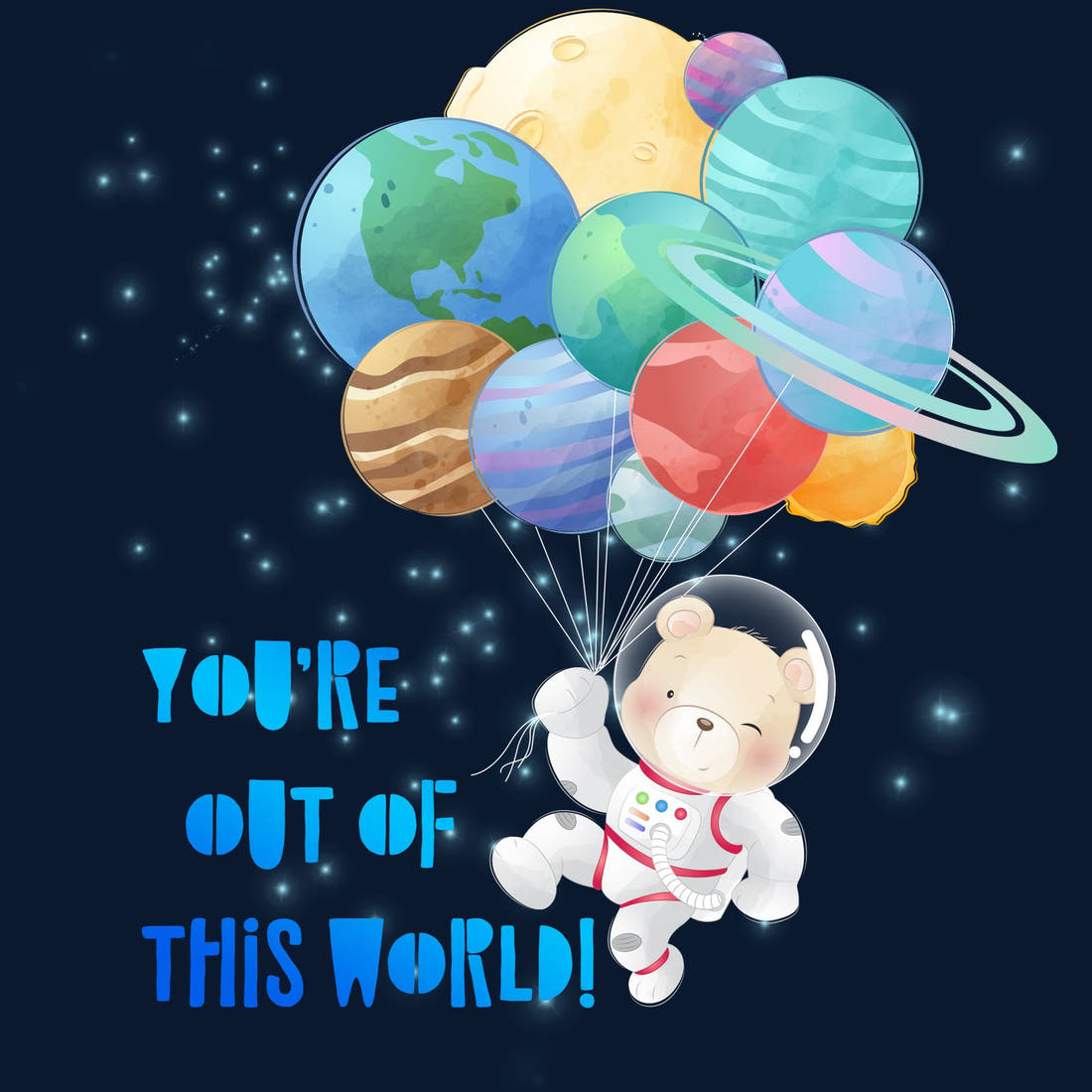 Design 1065 Space Bear Panel – full artwork close-up of the printed picture | Fabric by Missy Rose