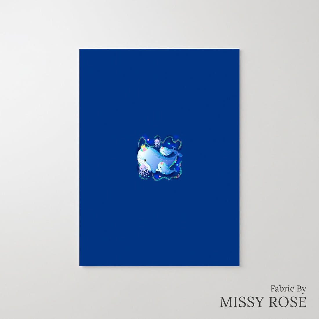 Design 1067 Whale Panel – printed fabric panel with centred picture, custom printed to order | Fabric by Missy Rose