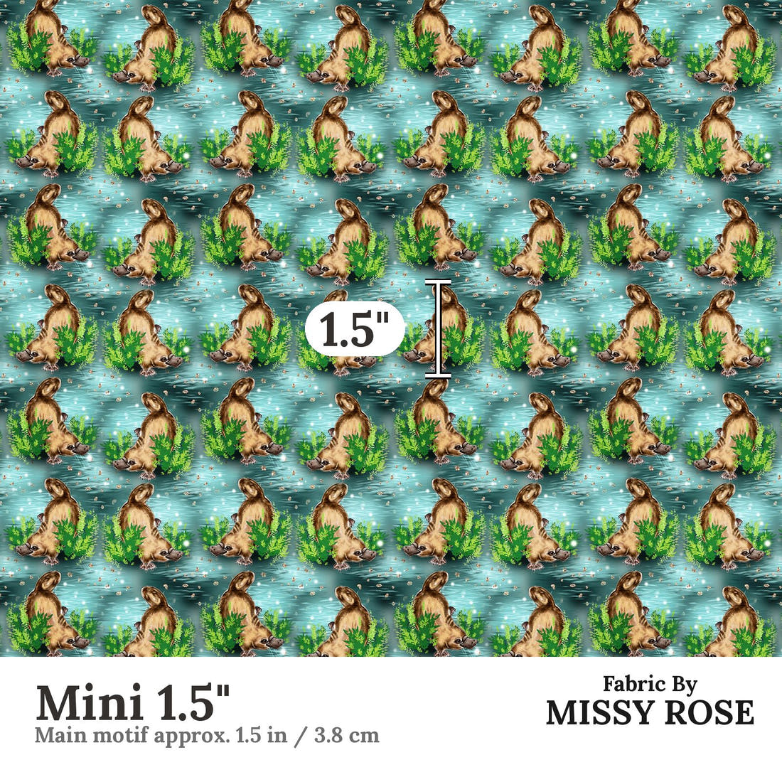 Design 1068 Platypus Fabric Mini 1.5 inch print scale guide | Fabric by Missy Rose