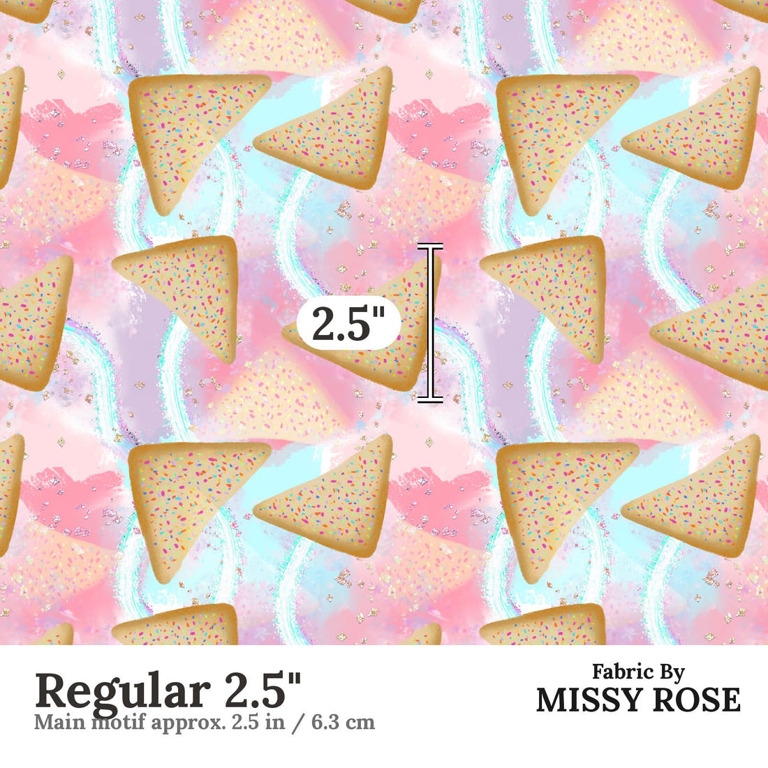 Design 1069 Fairy Bread Fabric Regular 2.5 inch print scale guide | Fabric by Missy Rose