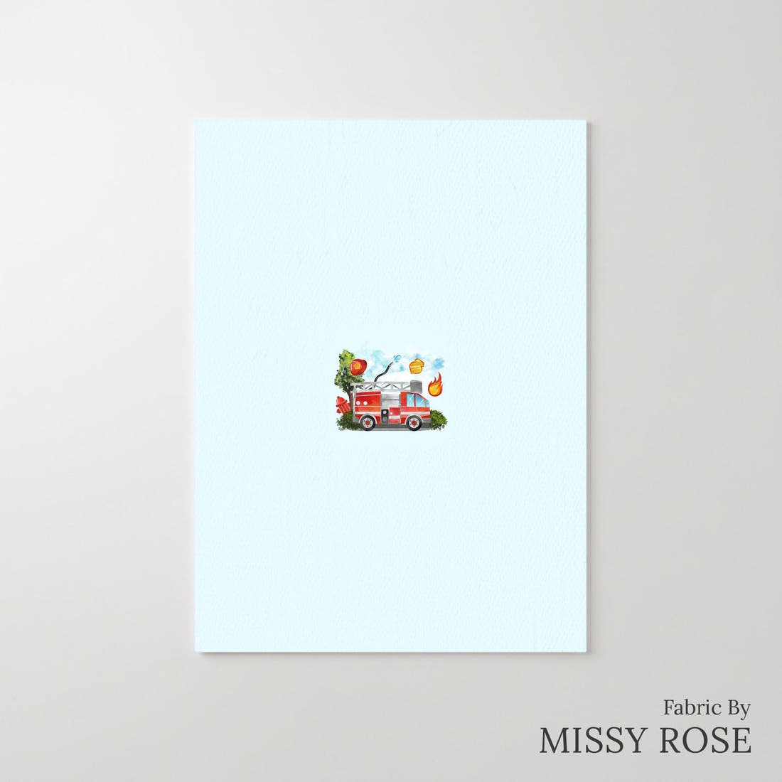 Design 1070 Fire Truck Panel – printed fabric panel with centred picture, custom printed to order | Fabric by Missy Rose