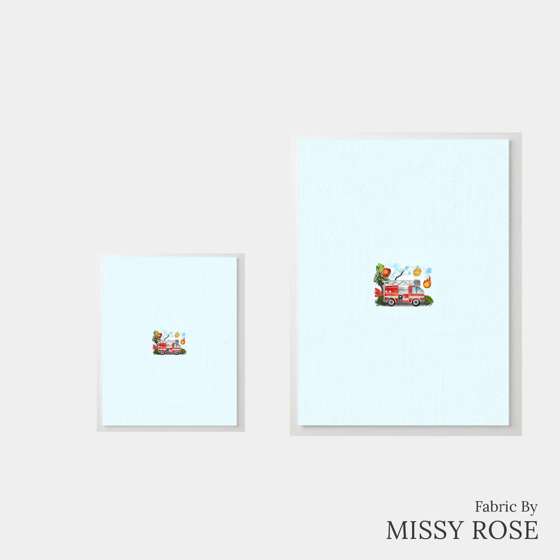 Design 1070 Fire Truck Panel – universal and adult panel sizes side by side | Fabric by Missy Rose