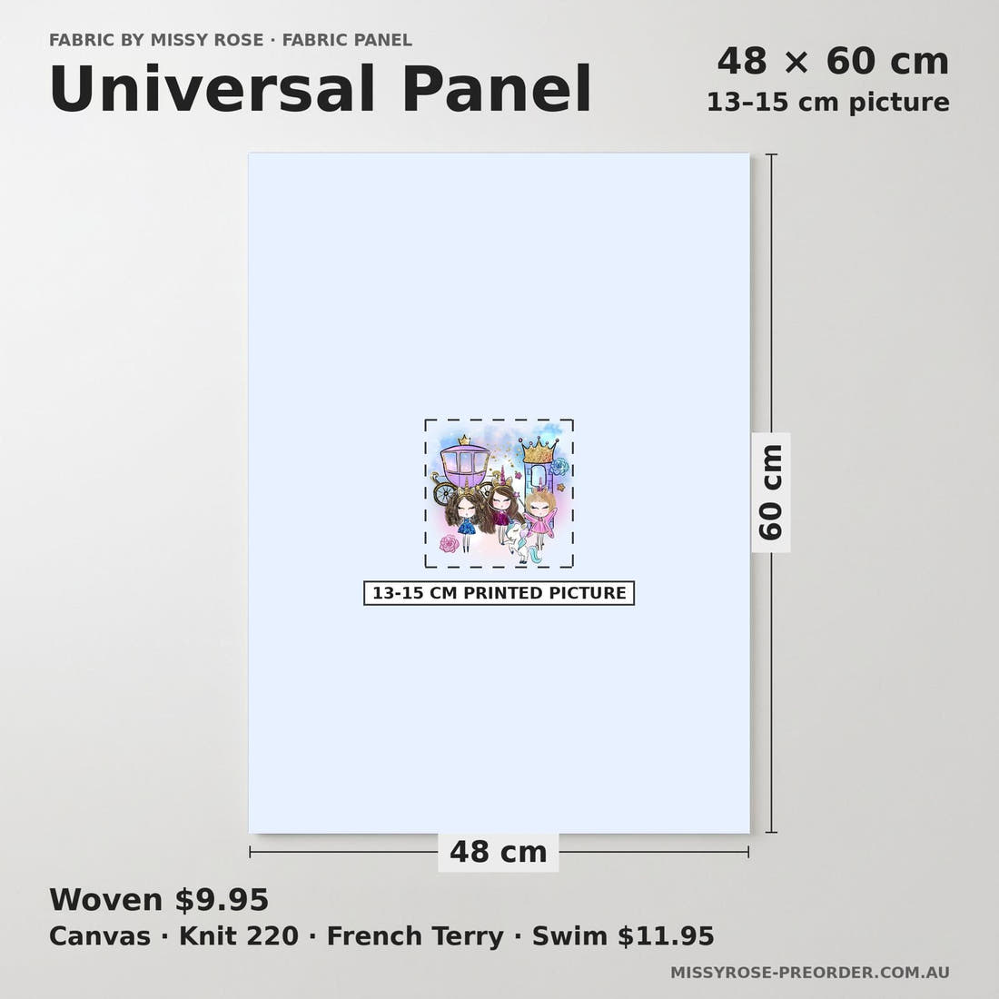 Design 1071 Unicorn Party Panel universal panel sizing – 13–15 cm printed picture on 48 × 60 cm fabric | Fabric by Missy Rose