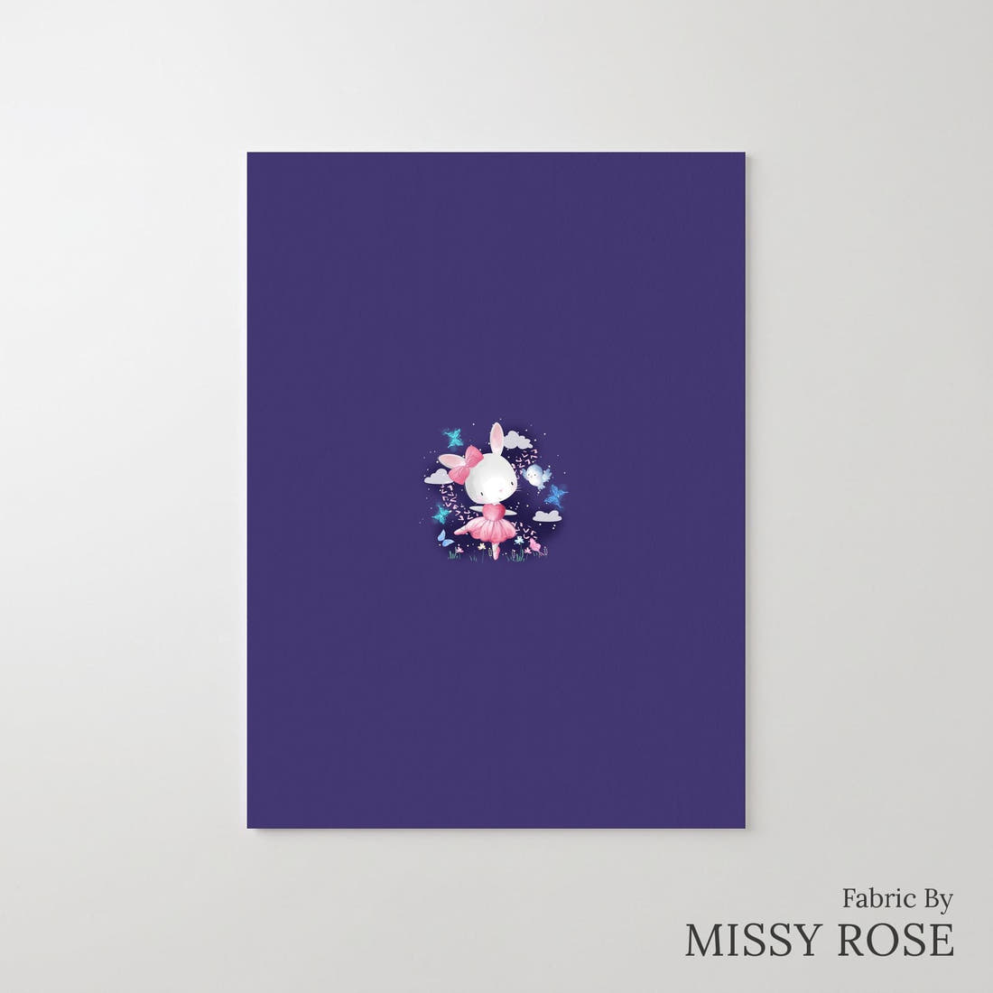 Design 1072 Navy Bunny Panel – printed fabric panel with centred picture, custom printed to order | Fabric by Missy Rose