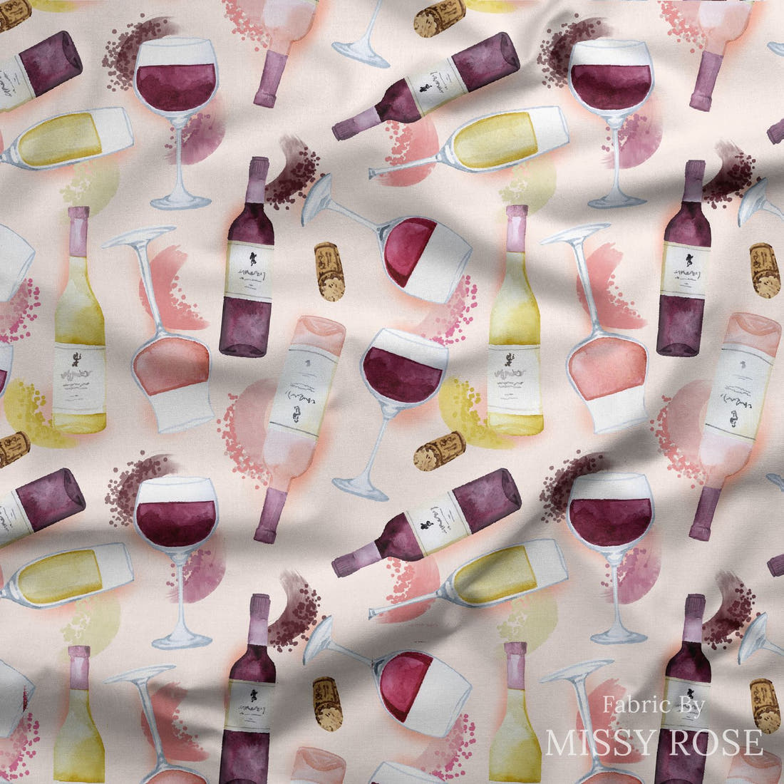 Design 1074 Wine Fabric draped fabric mockup – custom printed fabric by the metre | Fabric by Missy Rose