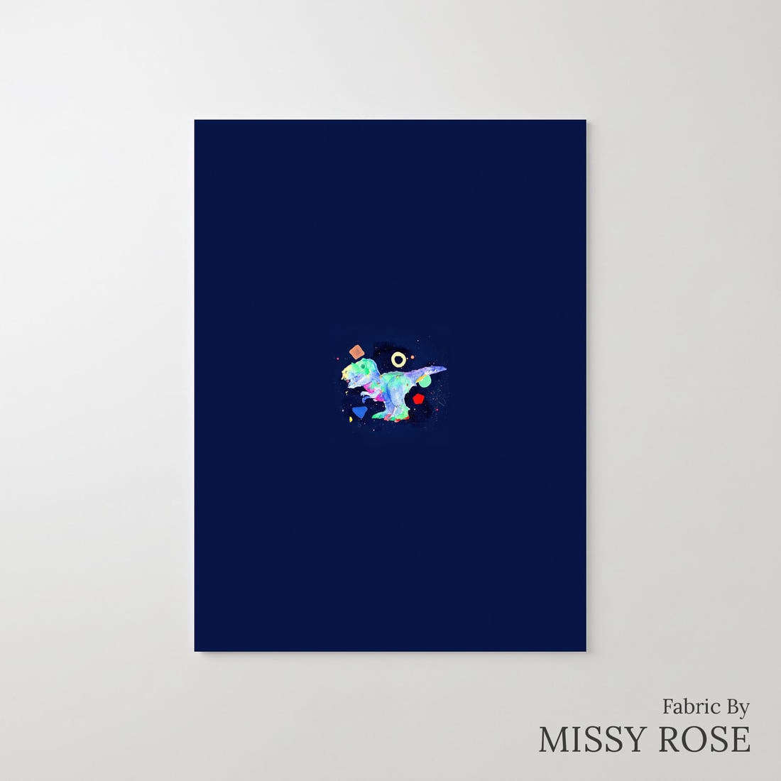 Design 1075 Watercolour Dino Panel – printed fabric panel with centred picture, custom printed to order | Fabric by Missy Rose