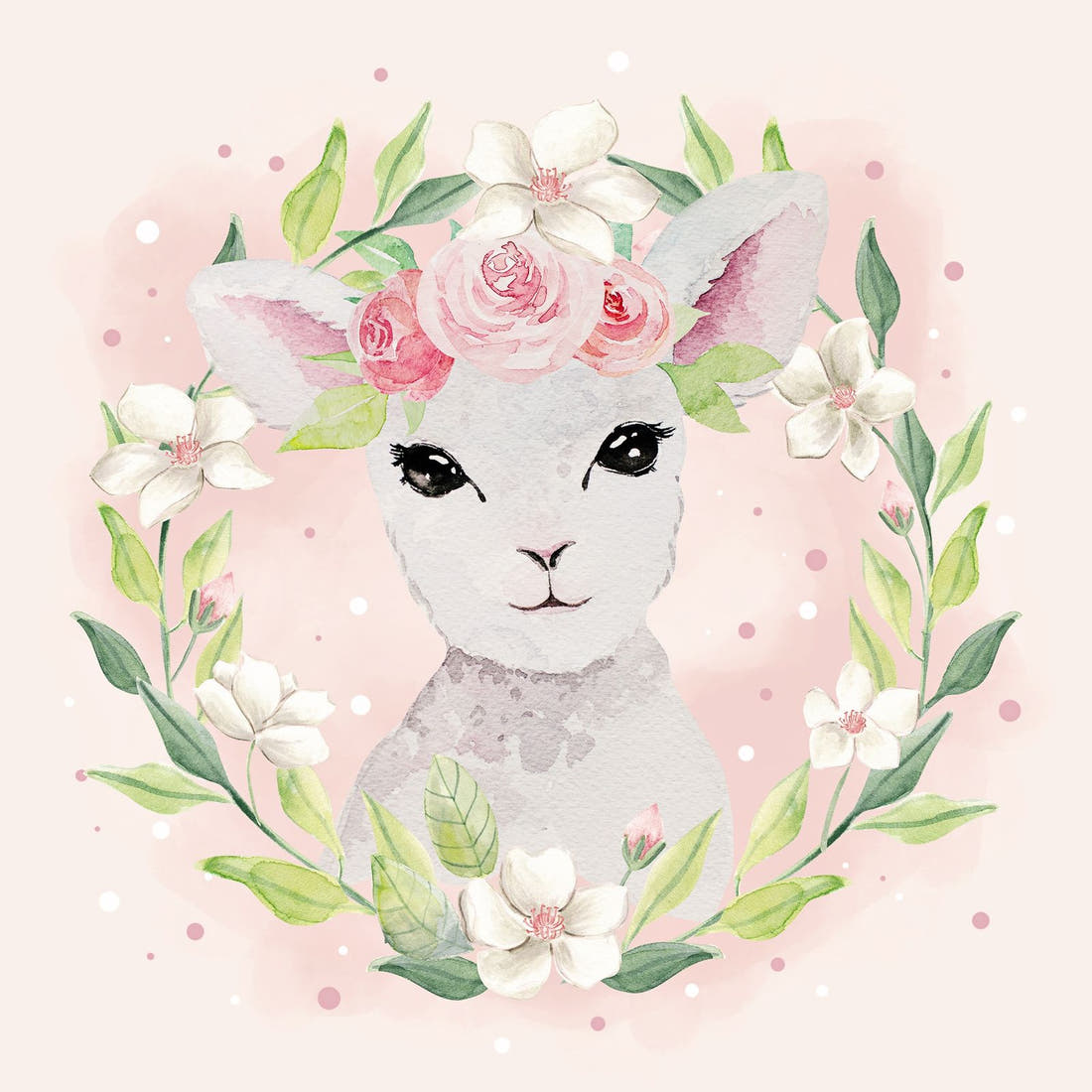 Design 1076 Pink Lamb Panel – full artwork close-up of the printed picture | Fabric by Missy Rose