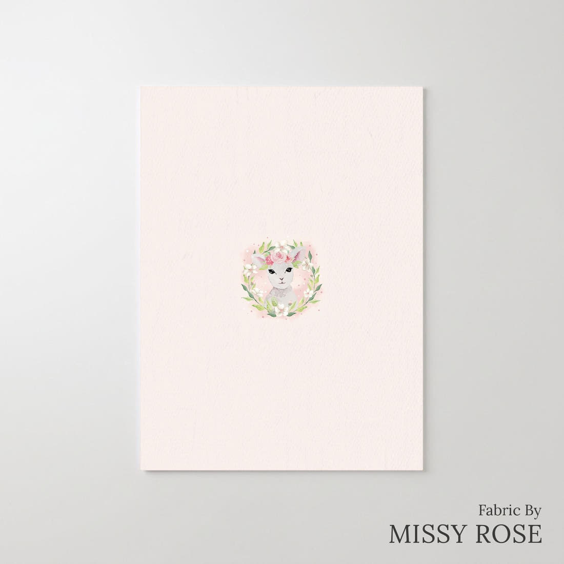 Design 1076 Pink Lamb Panel – printed fabric panel with centred picture, custom printed to order | Fabric by Missy Rose