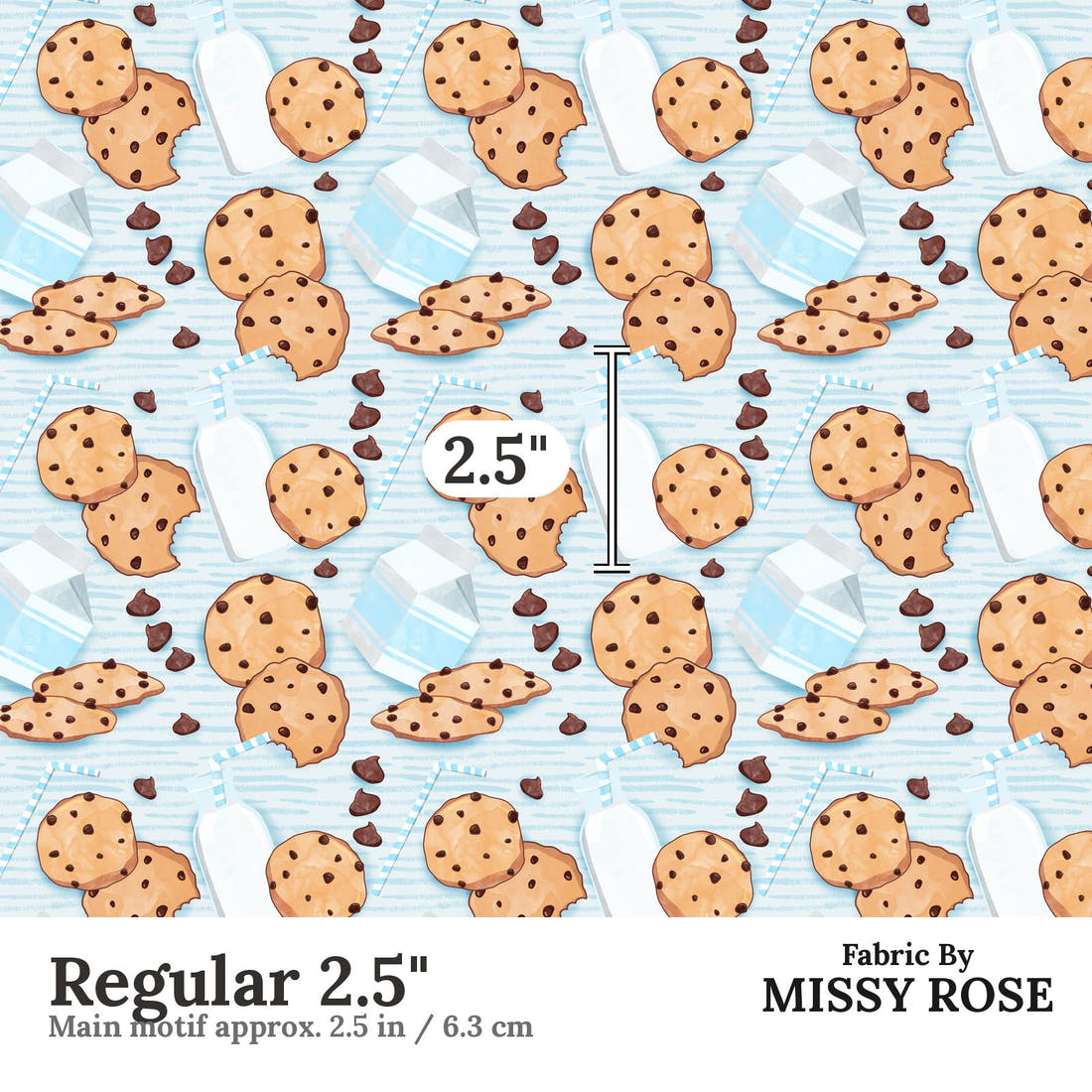 Design 1078 Cookies Fabric Regular 2.5 inch print scale guide | Fabric by Missy Rose