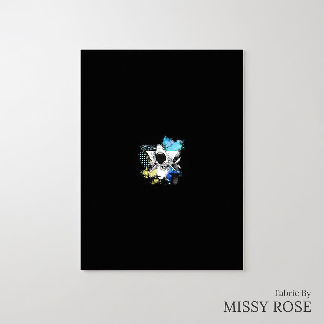 Design 1079 Geo Shark Panel – printed fabric panel with centred picture, custom printed to order | Fabric by Missy Rose