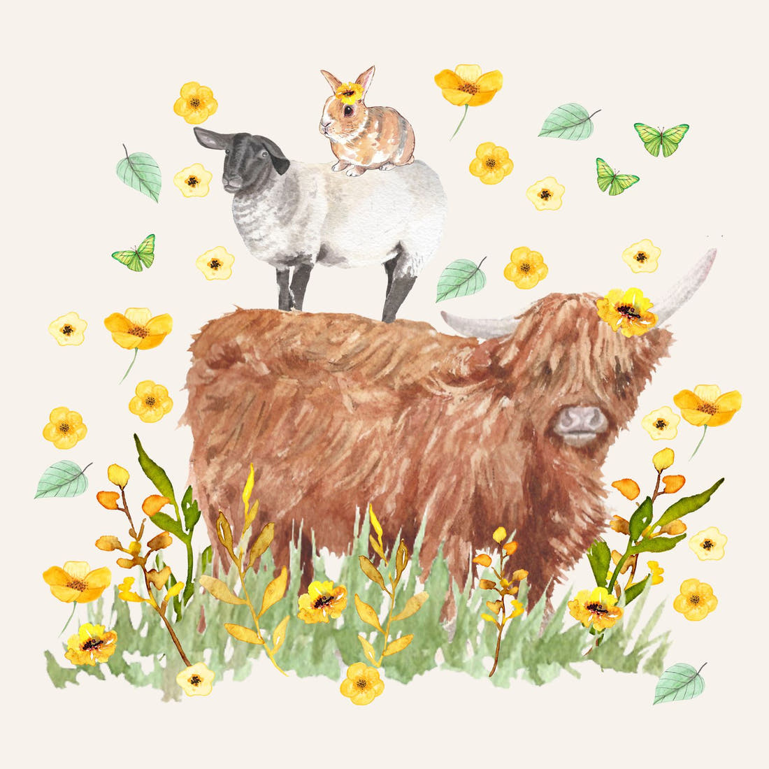Design 108 Highalnd Sunflower Panel – full artwork close-up of the printed picture | Fabric by Missy Rose
